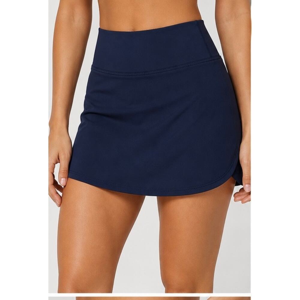 Zella Interval Skirt Navy Blue Size XS Athletic Skort High Waist Built-In Shorts